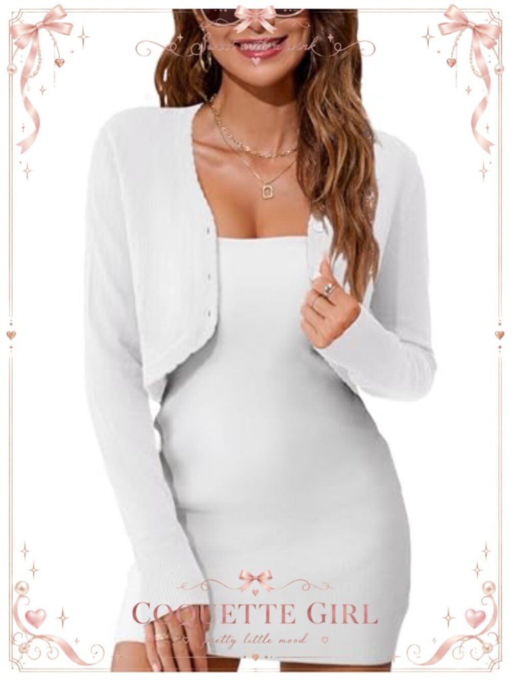 Cropped Shrug Cardigan Long Sleeve Open Front Button Knit Bolero